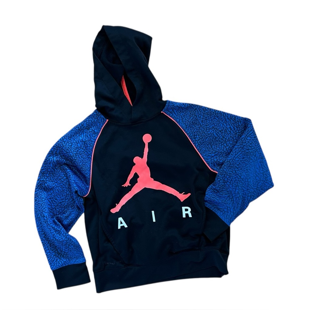 Michael Jordan Air Jumpman Boys Youth Small 8-10 Black Blue Hoodie Sweatshirt